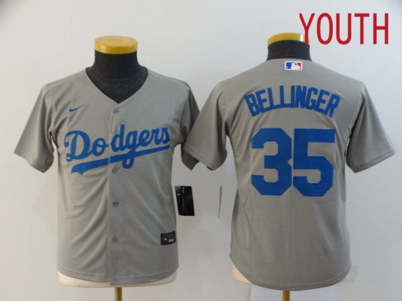 Youth Los Angeles Dodgers 35 Bellinger Grey Nike Game MLB Jerseys